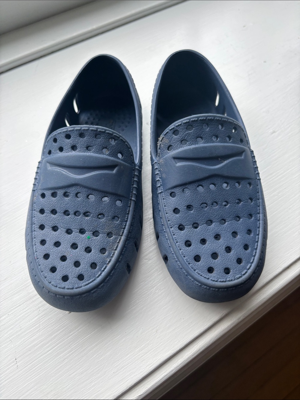 Kids Navy Blue Slip-On Perforated Moccasins